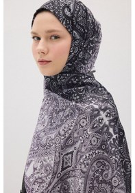 Resim Mirsoy Scarf Eftelya Pamuk Etnik Desen Şal Siyah 