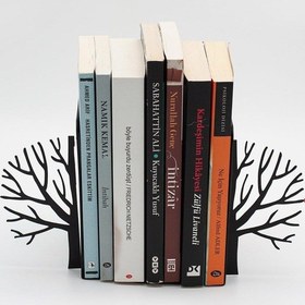 Resim Metal Ağaç Desenli Kitap Desteği Kitap Tutacağı Siyah 