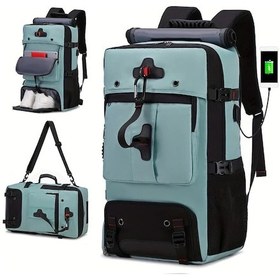 Resim Xuweiwei Enoshı Mavi Göl Havayolu Onaylı Seyahat Sırt Çantası 17.3 Laptop Usb Şarj Ayarlanabilir Askılar Dayanıklı Polyester Açık Gri Mavi Göl 