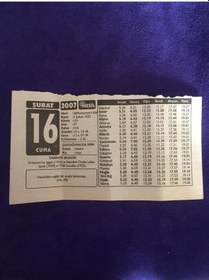 Resim 16 Şubat 2007 Takvim Yaprağı - Nostalji Koleksiyonluk Takvim Yaprağı B 