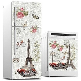 Resim Buzdolabı Ve Bulaşık Makinası Beyaz Eşya Sticker Kaplama Vintage (498531580) 