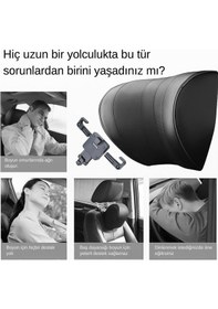 Resim Coofbe Ayarlanabilir Ortopedik Araç Boyun Baş Yastığı Oto Koltuk Başlığı, Oto Boyun Yastığı Car Headrest Siyah 