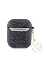 Resim Apple Uyumlu AirPods Kılıf Guess Lisanslı 4g Desenli Taşlı 4g Süs Zincirli Siyah 