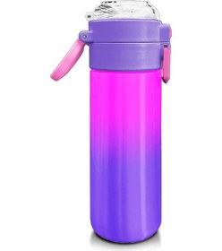 Resim Coral High Kids Mor Renk Geçişli Desenli Pipetli Ve Direkt İçim Çelik Termos 500 Ml 31963 Mor - Yavruağzı 