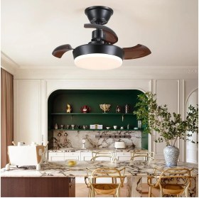 Resim 60 cm Siyah Işıklı Tavan Vantilatörü, Sessiz, Uzaktan Kumandalı, 6 Hız Ayarı 