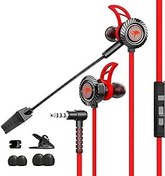 Resim Auleset RX1 Kablolu Kulaklık Yüksek Sadakat Duyarlı Çift MIC 3,5 mm Oyun HiFi Kulak İçi Kulaklık iPhone ve Android ile Uyumlu, PC Oyunları, MP3 Arama - Kırmızı 