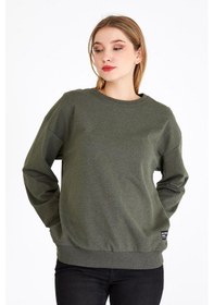 Resim Comeor Kadın Haki Basic Bisiklet Yaka Regular Fit Rahat Sweatshirt 001 