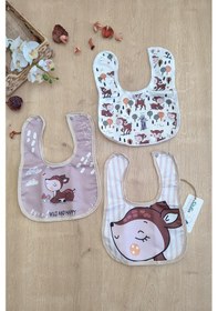 Resim Sitilin Çift Katlı Çıtçıtlı Bebek Mama Ve Salya Önlük 3 Adet Stl6427 Çok Renkli 