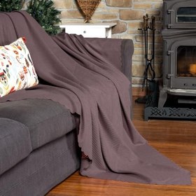 Resim Mikrofiber Şönil Fitilli Minimalist Koltuk Örtüsü -175x350 cm XLarge, Çift Taraflı, Kaymaz, Terletmez, Rose 