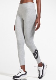 Resim Nike Sportswear Club High-rise Leggings Yüksek Belli Pamuklu Gri Tayt 