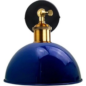 Resim Riolight Vintage2,retro2,rustik2 Lacivert 1xe27 Eskitme Masallı Tekli Duvar Aplik Şapka Çap:23cm Mavi 