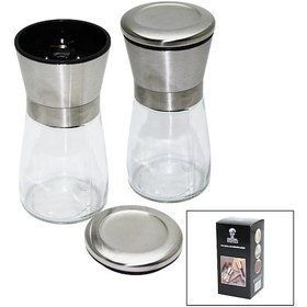 Resim Cam Hazneli - Metal Kapaklı Küçük Tuz - Baharat Öğütücü Diğer 