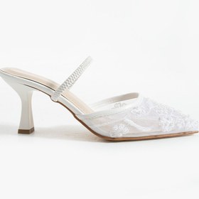 Resim Bufu Paris Beyaz İnci Nakış Detaylı Nişan Davet Gelinlik Ayakkabı 