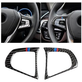 Resim Araba Üç Renkli Karbon Fiber Direksiyon Düğmesi Yapılandırması B Bmw 5 Serisi G30 / G38 X3 G01 / G08 İçin Dekoratif Etiket 1 Adet 