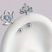 Resim Paslanmaz Çelik Kalp Kanat Peri Sihirli Çubuk Külçe Piercing Studs, Şirin ve Seksi, UV Kaplı, Rhinestone Detaylı, Günlük ve Parti Giyim için, Tüm Mevsimler Aksesuarı 