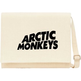 Resim Arctic Monkeys Logo Krem Kanvas Postacı Çantası - Krem 
