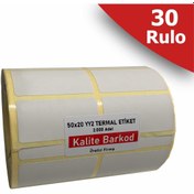 Resim Kalite Barkod 50x20 Yanyana 2 'li Termal Etiket | 30 Rulo Barkod Etiketi 