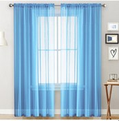 Resim Konesam Mavi Sheer Perde Seti 2 Adet - 100x130 Cm - Hafif, Şeffaf Konfor 