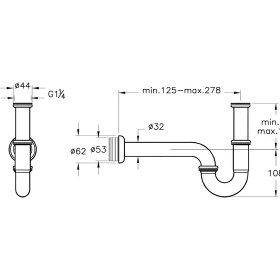 Resim VitrA A45117 Lavabo / Eviye Sifonu, P Tipi, Krom 