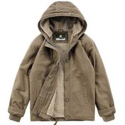 Resim Ganzhoushop Sıcak Kışlık Kapüşonlu Kalınlaştırılmış Kaban Ikkb Haki Gündelik Erkek Ceket İx Rahat Konforlu Haki 