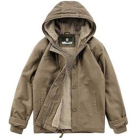 Resim Ganzhoushop Sıcak Kışlık Kapüşonlu Kalınlaştırılmış Kaban Ikkb Haki Gündelik Erkek Ceket İx Rahat Konforlu Haki 
