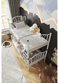 Resim Argimo Argimo Ranza Bella 90 x 190 CM Genç Çocuk Yatak Odası Metal Ranza ve Karyola 