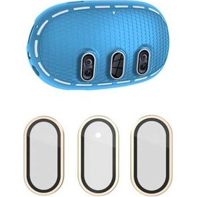 Resim Pazly Meta Quest 3 Kılıf + Tempered Glass Lens Film - Mavi/altın, Vr Kulaklık Aksesuarları Mavi / Altın 