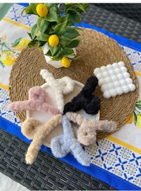 Resim 6'lı Set Yumuşak Tüylü Peluş Mandal Toka Çok Renkli 