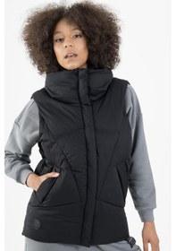 Resim Maraton Sportswear Oversize Kadın Dik Yaka Kolsuz Basic Siyah-siyah Yelek 22955-siyah-siyah Siyah - Siyah 