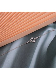 Resim 925 Ayar Gümüş Rose Beyaz Çiçek Kadın Bileklik 