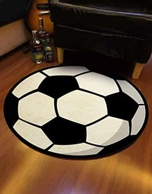 Resim Futbol Topu Desenli Yuvarlak Oyun Odası Halısı Bambu Kalite Yumuşak HD Dijital Baskı Halı (120 x 120 cm) 