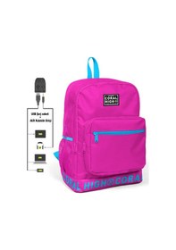 Resim Coral High Logo Nakışlı Pembe Ortaokul. Lise ve Günlük Sırt Çantası 24108 