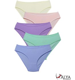 Resim ALYA UNDERWEAR Kız Çocuk - Garson Pamuklu Kumaş Renkli Slip Külot 5'li Paket. 