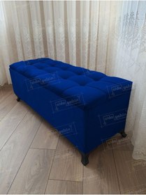 Resim Çizgi Kapitoneli Sandıklı Puf 110 Cm Siyah Ayak Karışık 