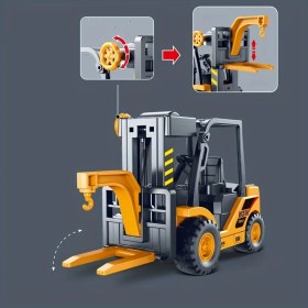 Resim Farbu Sürtmeli Hareketli Kaldıraçlı Forklift 706-39, Sürtmeli Oyuncak İnşaat Arabası 