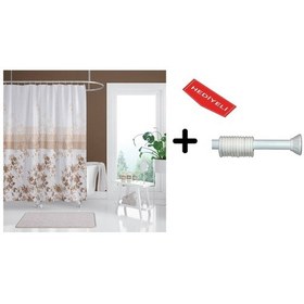 Resim Banyo Duş Perdesi 4131 120x200 Perde Borusu Askı Aparatı 90x130 Hediyeli Çok Renkli 