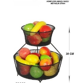 Resim Doremcy Siyah 2 Katlı Metal Meyvelik Ve Sebzelik 