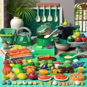 Resim 29/92/119 parça çocuk oyuncağı, mini mutfak seti, yeşil renkli şef takımı, gerçekçi yiyeceklerle donatılmış, 3 yaş ve üzeri kız ve erkek çocuklar için doğum günü hediyesi 