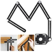 Resim Çok Fonksiyonlu Alüminyum Delik Ayarlayıcı Şablon Cetveli 6 Yön 