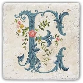 Resim Oscar Stone Decor E Harfi Doğaltaş Baskılı Bardak Altlığı Ba-E4 