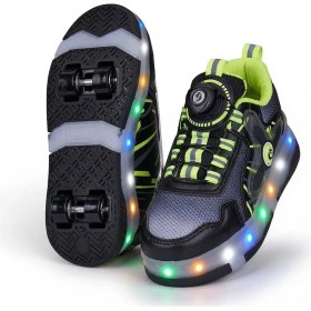 Resim Ayakkabı Fuarı Elit EYL034 Erkek Çocuk Rgb LED Işıklı Çıkarılabilir Tekerlekli Paten Ayakkabı Siyah - Sarı 