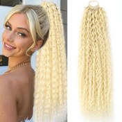 Resim 1 adet Elegant Kinky Dalgalı Sentetik Pony Kuyruğu Uzantıları, 50.8 cm Lastik Bant ile, Kadife Sargılı Saç Parçası, Uzun Sahte Kuyruk ile Saç Bağı 