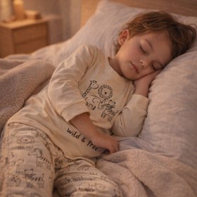 Resim aden kids %100 pamuk çocuk uzun kollu ince pijama takımı 