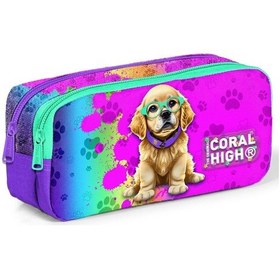 Resim Coral High Mor Pembe Köpek İki Bölmeli Kalem Çantası - Kız Çocuk 