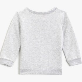 Resim Koton Awesome Baskılı Sweatshirt Bisiklet Yaka Kar Melanj 2ymb18810ok Gri Melanj 