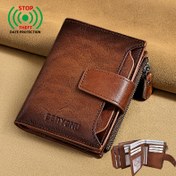 Resim BANYANU Vintage Deri Erkek Cüzdanı RFID Koruma ile, 12 Kartlık Yuva, 2 Büyük Nakit Bölmesi, 1 Fermuarlı Madeni Para Cebi, Seçenekli Renkler: Kahverengi, Siyah, Mavi, Kahve - Mükemmel Babalar Günü Hediyesi 