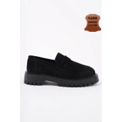 Resim Muggo Paradise Deri Kalın Taban Günlük Casual Makosen Kadın Loafer Ayakkabı 
