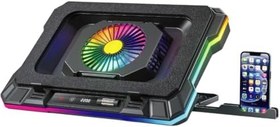Resim Rever Gaming Laptop Notebook Soğutucu Stand Telefon Tutucu Stant 2200RPM RGB Işıklı Led Display 