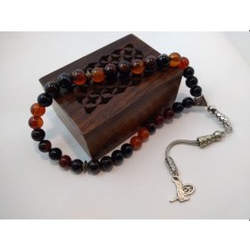 Resim Kızıl Kahve Akik Taşı Tespih / Doğaltaş Tespih 