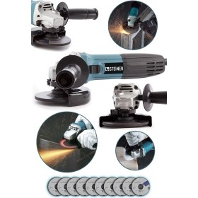 Resim Germany Technology 2400 Watt Profesyonel Avuç Içi Spiral Taşlama Makinesi 125 mm + 10 Disk 